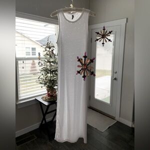 White Distressed Sleeveless Maxi Dress